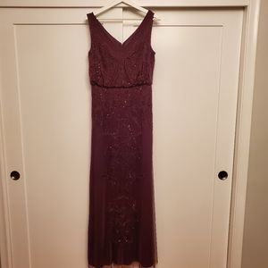 BHLDN Adrianna Papell Aubrey Dress - Maroon / Deep Amethyst (Size: 8)